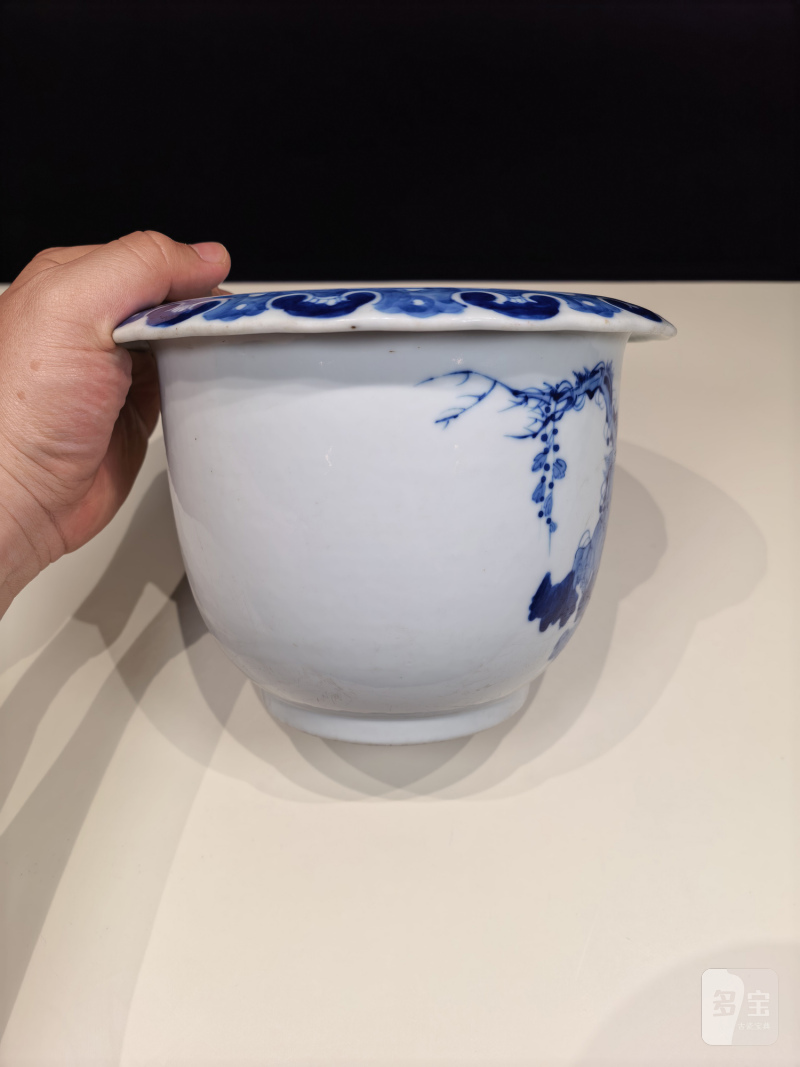 民国 王步风格青花花鸟纹花盆 - 图5